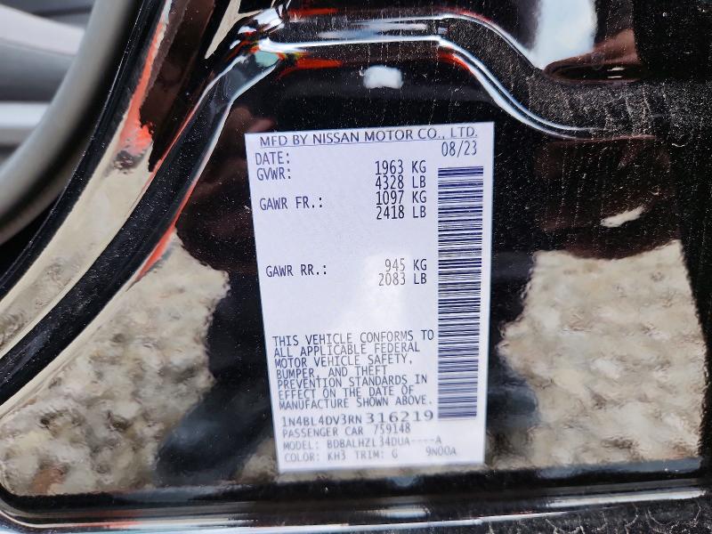 Продаж на аукціоні авто 2024 Nissan Altima, vin: 1N4BL4DV3RN316219, номер лоту: 56468546