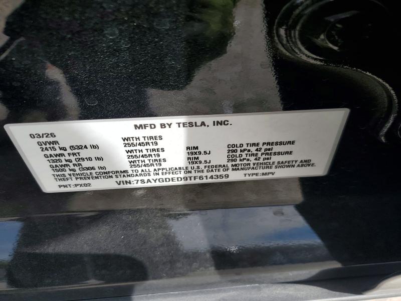Aukcja sprzedaży 2026 Tesla Model Y, vin: 7SAYGDED9TF614359, numer aukcji: 56539936