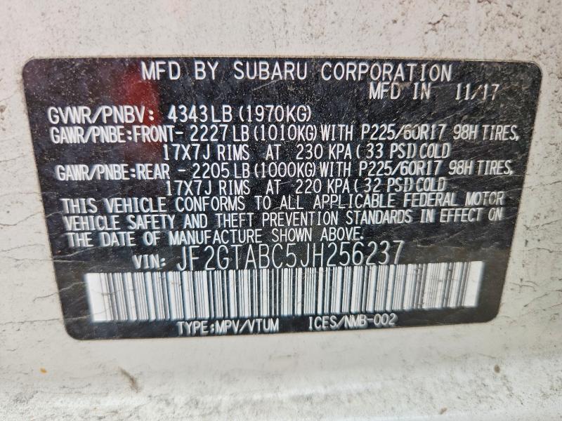 Aukcja sprzedaży 2018 Subaru Crosstrek, vin: JF2GTABC5JH256237, numer aukcji: 57176076