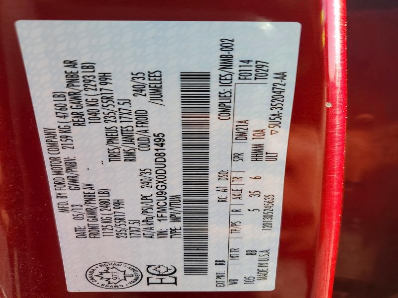 Aukcja sprzedaży 2013 Ford Escape, vin: 1FMCU9GX0DUD81495, numer aukcji: 58283076