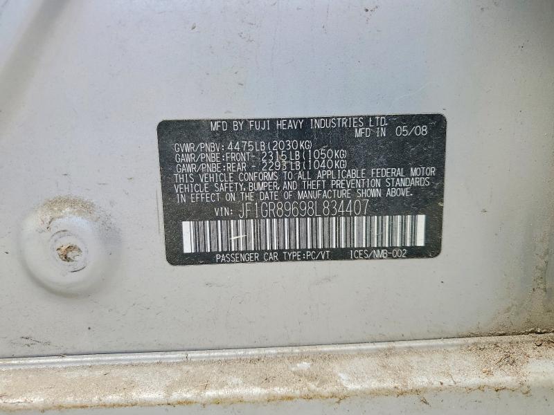 Aukcja sprzedaży 2008 Subaru Impreza, vin: JF1GR89698L834407, numer aukcji: 58579876