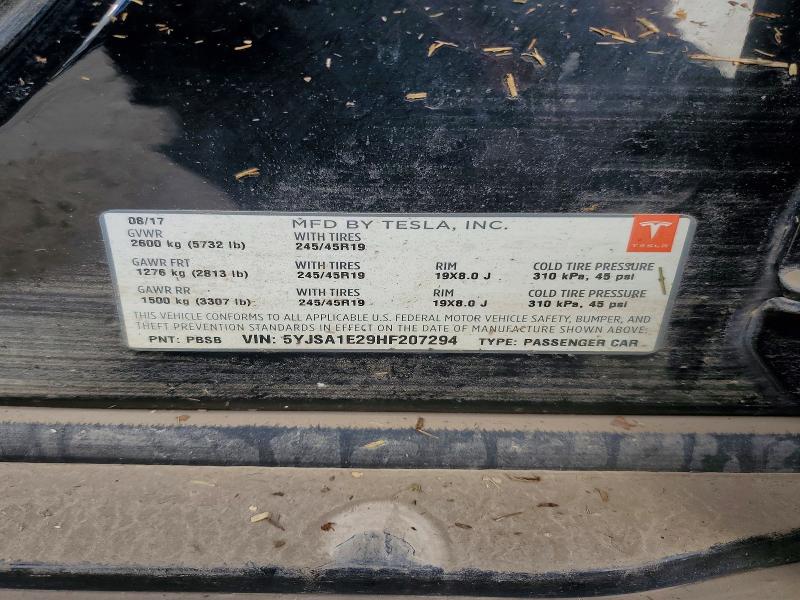 56759066 :رقم المزاد ، 5YJSA1E29HF207294 vin ، 2017 Tesla Model S مزاد بيع