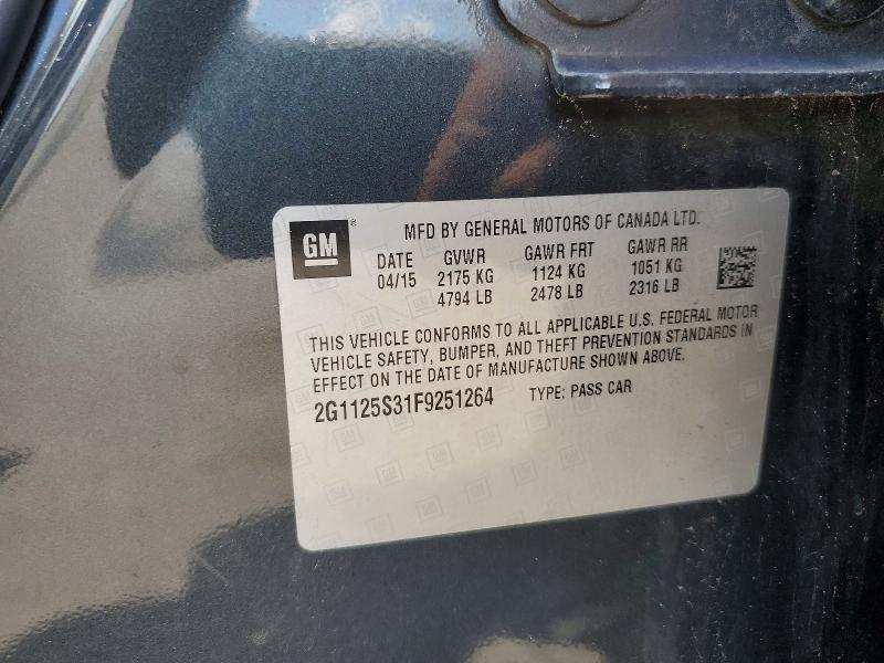 Продажа на аукционе авто 2015 Chevrolet Impala, vin: 2G1125S31F9251264, номер лота: 57165646