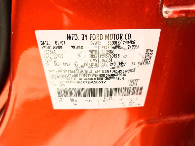Aukcja sprzedaży 2007 Ford Edge, vin: 2FMDK39CX7BA56512, numer aukcji: 56043096