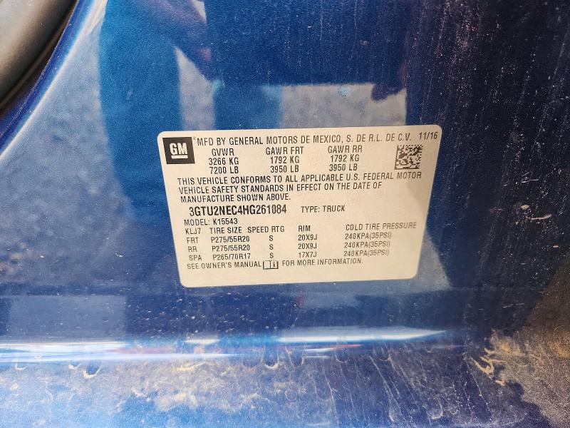 Aukcja sprzedaży 2017 Gmc Sierra, vin: 3GTU2NEC4HG261084, numer aukcji: 55981516