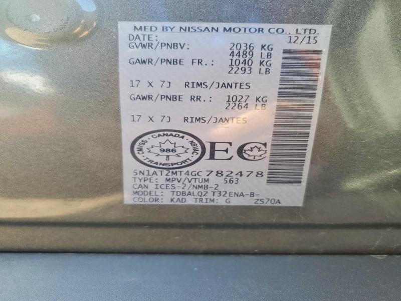 Продажа на аукционе авто 2016 Nissan Rogue, vin: 5N1AT2MT4GC782478, номер лота: 57953866
