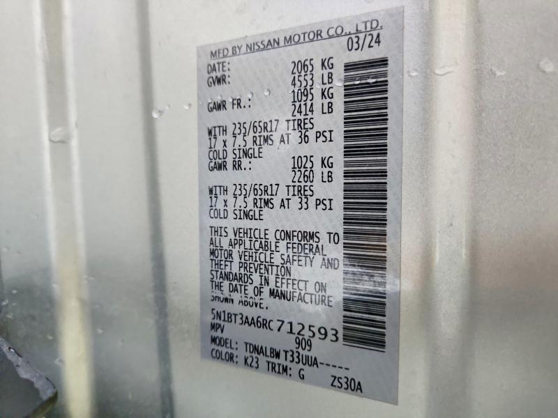 Продажа на аукционе авто 2024 Nissan Rogue, vin: 5N1BT3AA6RC712593, номер лота: 55914206