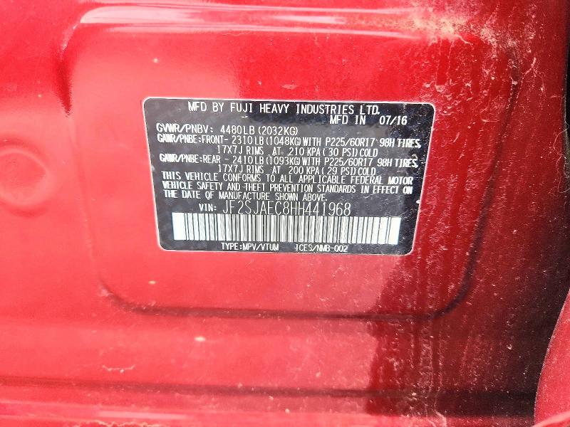 Продажа на аукционе авто 2017 Subaru Forester, vin: JF2SJAEC8HH441968, номер лота: 56650266