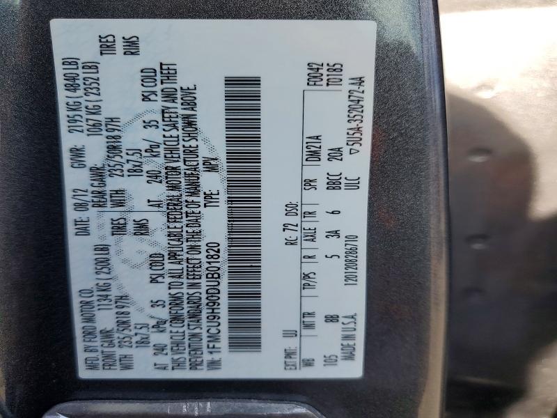 Продаж на аукціоні авто 2013 Ford Escape, vin: 1FMCU9H90DUB01820, номер лоту: 58159586