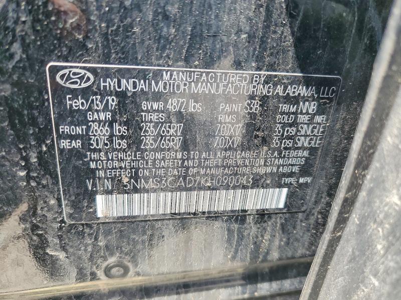 Продаж на аукціоні авто 2019 Hyundai Santa Fe, vin: 5NMS3CAD7KH090043, номер лоту: 56683856