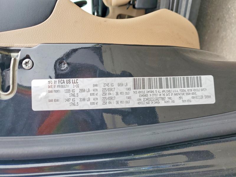 2016 Dodge Grand Caravan მანქანა იყიდება აუქციონზე, vin: 2C4RDGCG1GR277897, აუქციონის ნომერი: 58844866