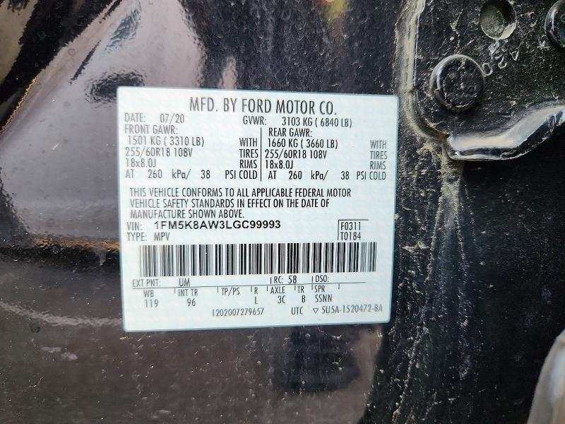 Продажа на аукционе авто 2020 Ford Explorer, vin: 1FM5K8AW3LGC99993, номер лота: 55069226