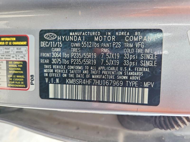 Aukcja sprzedaży 2017 Hyundai Santa Fe, vin: KM8SR4HF7HU167969, numer aukcji: 57502966