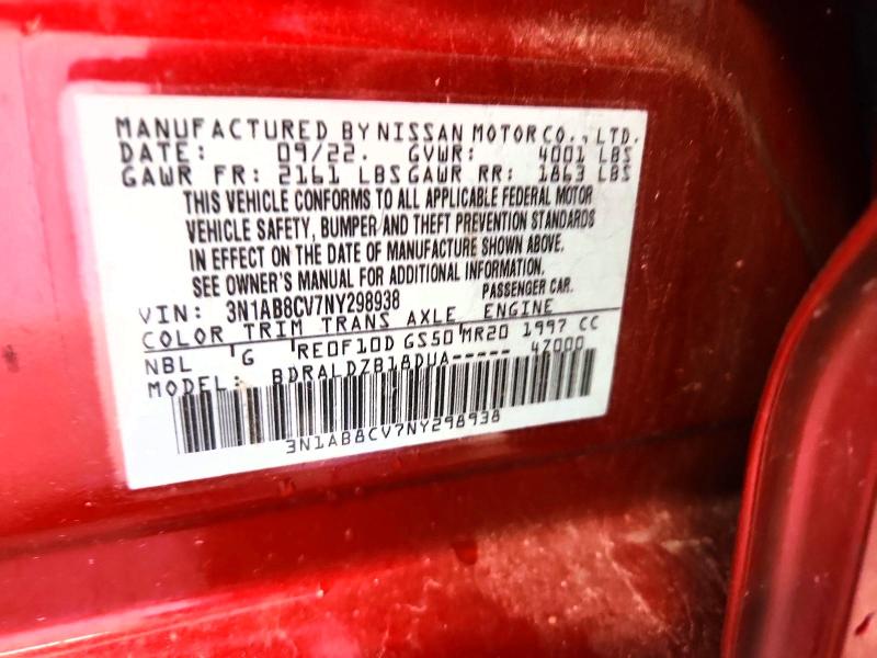 Продаж на аукціоні авто 2022 Nissan Sentra, vin: 3N1AB8CV7NY298938, номер лоту: 56737566