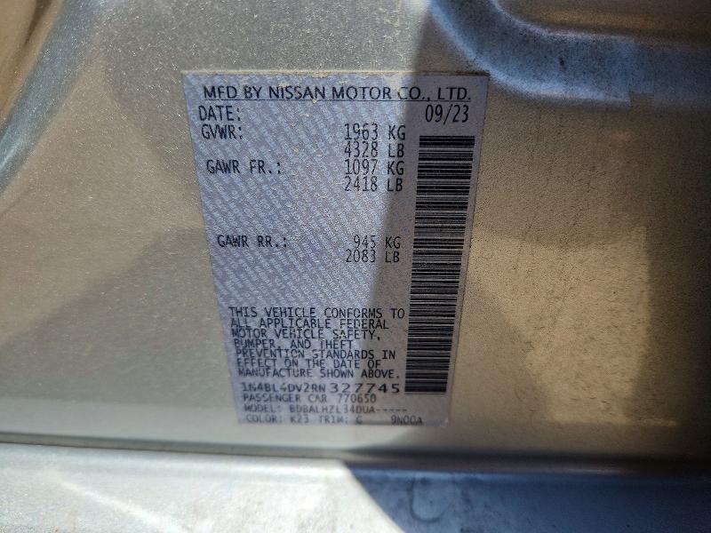 Aukcja sprzedaży 2024 Nissan Altima, vin: 1N4BL4DV2RN327745, numer aukcji: 55655586