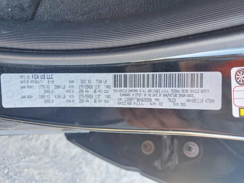 55828586 :رقم المزاد ، 1C6SRFFT8KN626508 vin ، 2019 Ram 1500 مزاد بيع