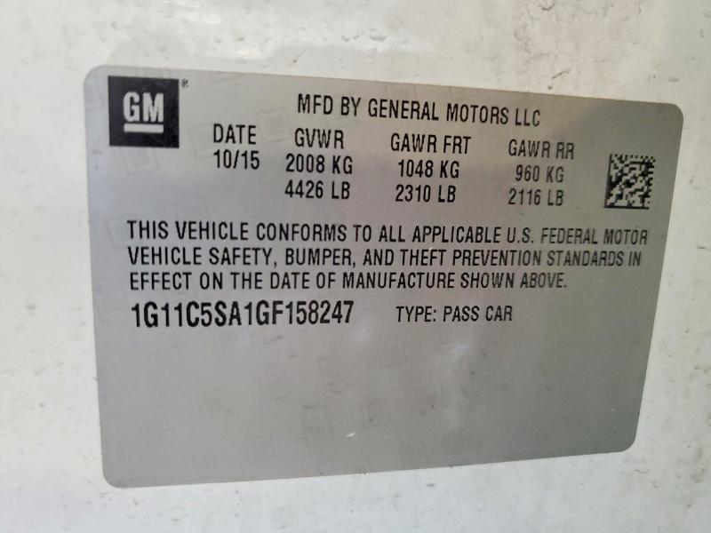 2016 Chevrolet Malibu Limited მანქანა იყიდება აუქციონზე, vin: 1G11C5SA1GF158247, აუქციონის ნომერი: 59001236