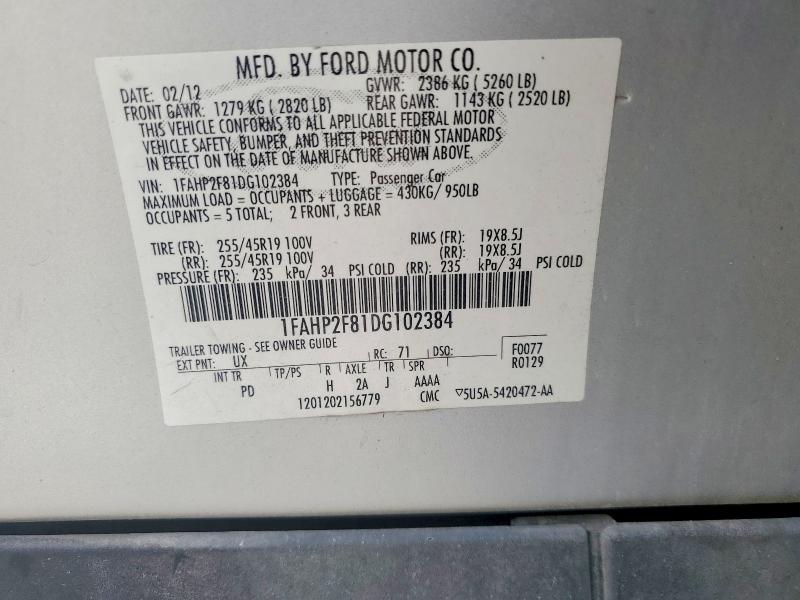 Продажа на аукционе авто 2013 Ford Taurus, vin: 1FAHP2F81DG102384, номер лота: 59005056