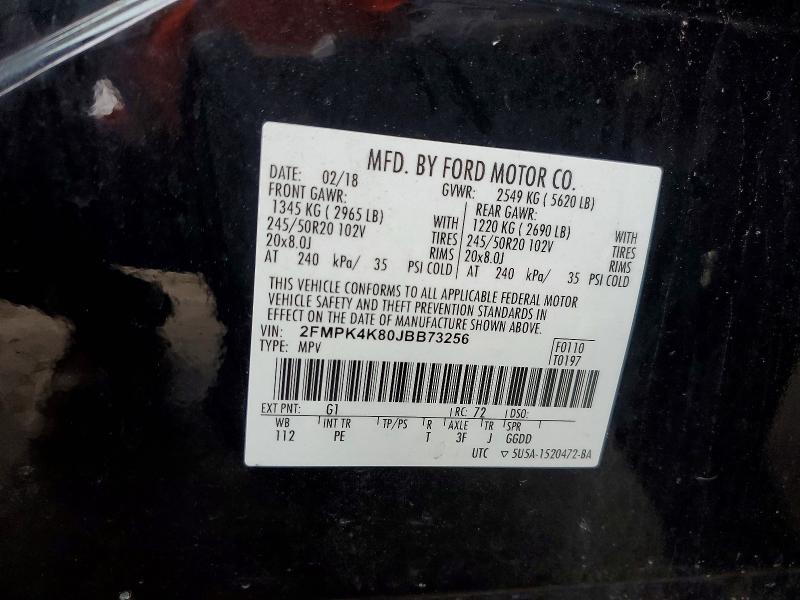 Продажа на аукционе авто 2018 Ford Edge, vin: 2FMPK4K80JBB73256, номер лота: 57600096