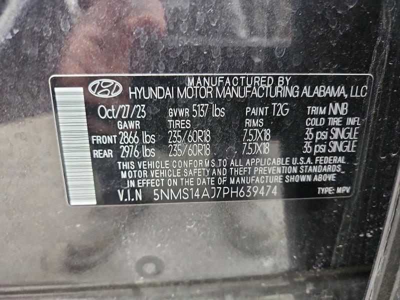 Aukcja sprzedaży 2023 Hyundai Santa Fe, vin: 5NMS14AJ7PH639474, numer aukcji: 55299766