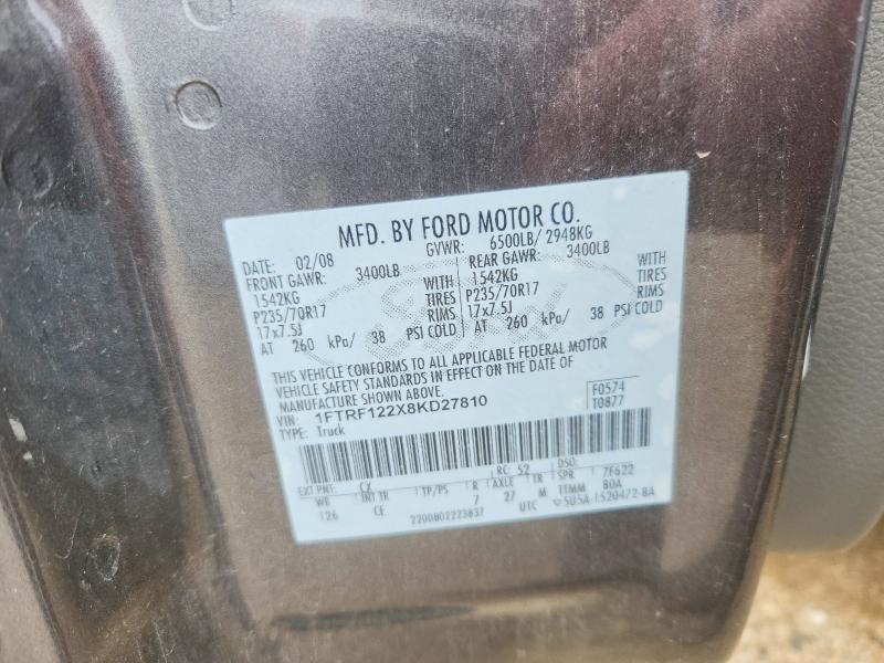 Продаж на аукціоні авто 2008 Ford F150, vin: 1FTRF122X8KD27810, номер лоту: 58637796
