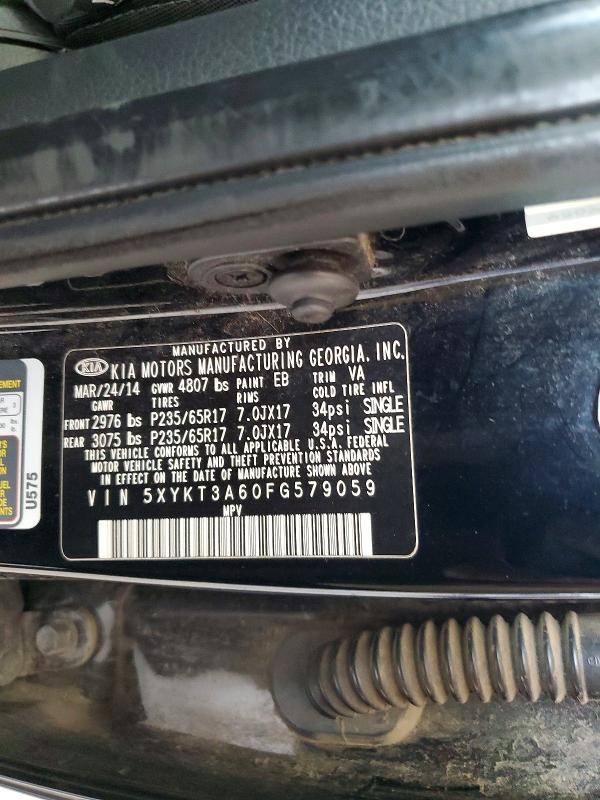Продаж на аукціоні авто 2015 Kia Sorento, vin: 5XYKT3A60FG579059, номер лоту: 57052736