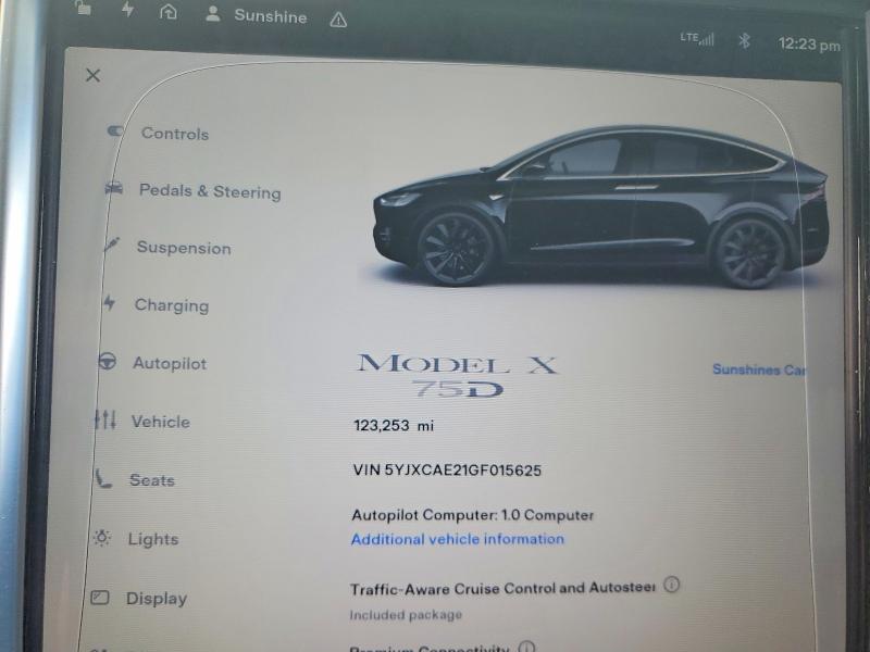 2016 Tesla Model X მანქანა იყიდება აუქციონზე, vin: 5YJXCAE21GF015625, აუქციონის ნომერი: 56080216