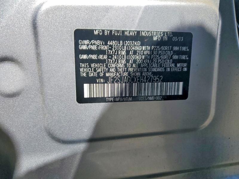 55400946 :رقم المزاد ، JF2SJAGCXEH427952 vin ، 2014 Subaru Forester مزاد بيع