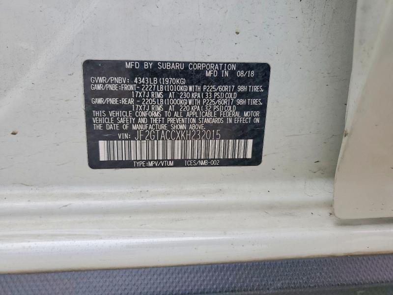 Aukcja sprzedaży 2019 Subaru Crosstrek, vin: JF2GTACCXKH232015, numer aukcji: 58285956
