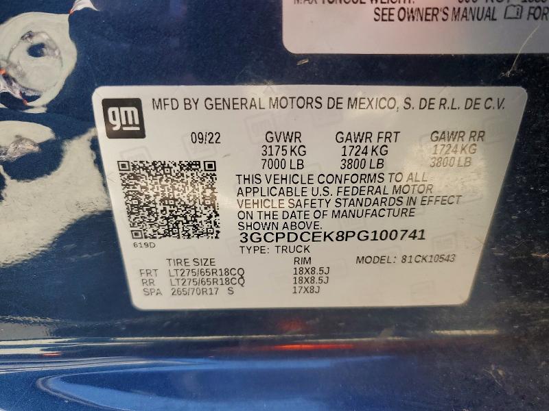 2023 Chevrolet Silverado მანქანა იყიდება აუქციონზე, vin: 3GCPDCEK8PG100741, აუქციონის ნომერი: 57399586