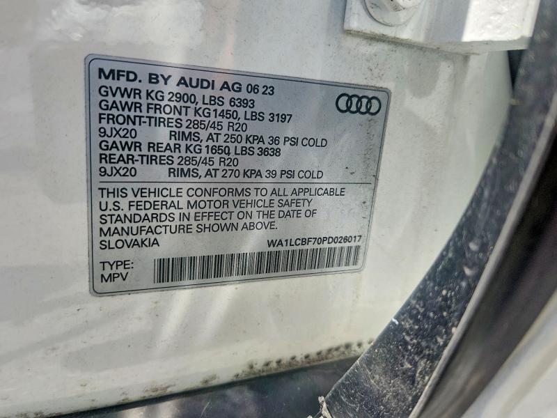 Продажа на аукционе авто 2023 Audi Q7, vin: WA1LCBF70PD026017, номер лота: 58628146