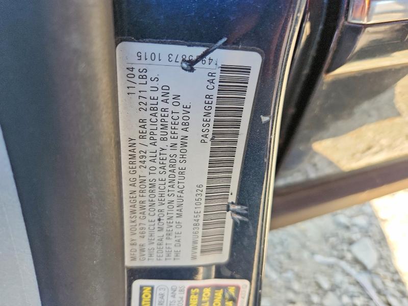 Продажа на аукционе авто 2005 Volkswagen Passat, vin: WVWWU63B45E105326, номер лота: 57768106