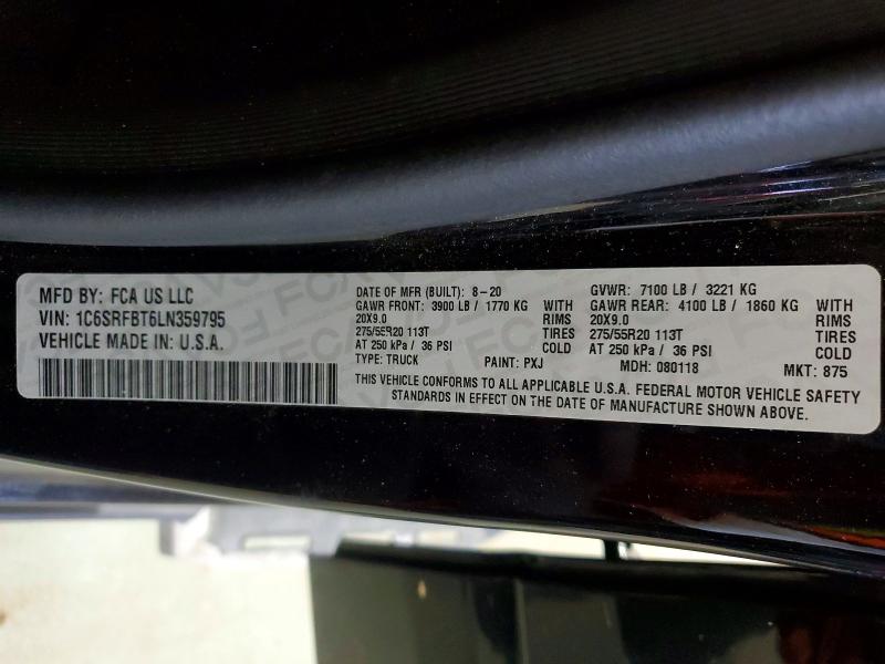 Продажа на аукционе авто 2020 Ram 1500, vin: 1C6SRFBT6LN359795, номер лота: 56254456