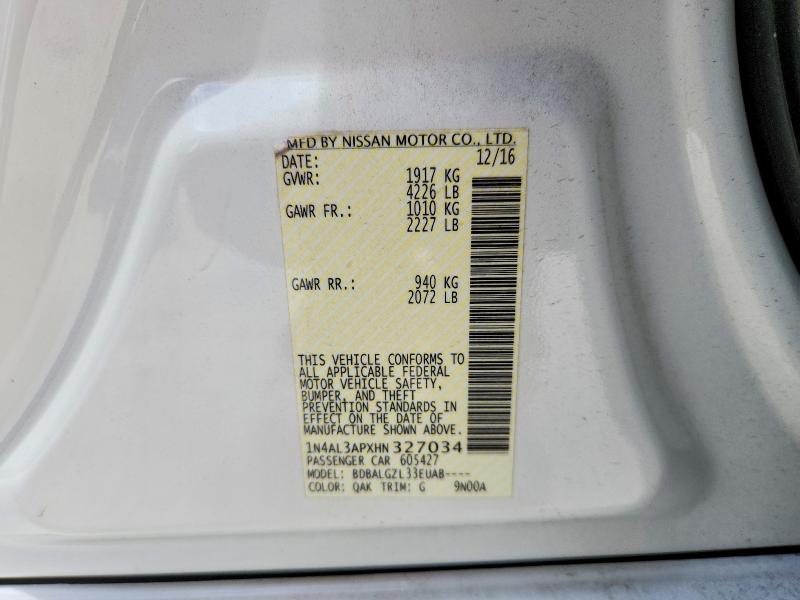 Aukcja sprzedaży 2017 Nissan Altima, vin: 1N4AL3APXHN327034, numer aukcji: 56483746