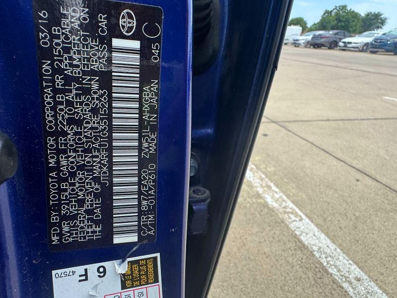 Aukcja sprzedaży 2016 Toyota Prius, vin: JTDKARFU1G3515263, numer aukcji: 85624595