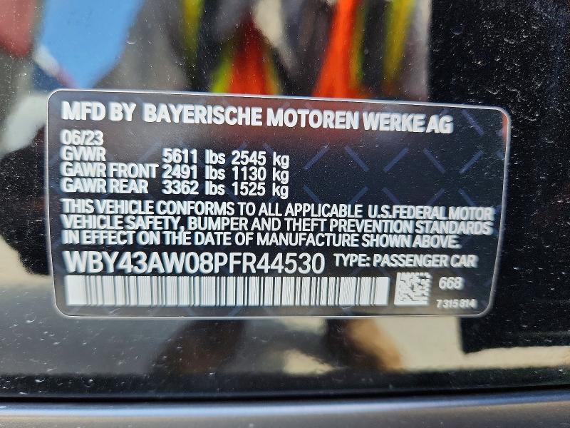 55523796 :رقم المزاد ، WBY43AW08PFR44530 vin ، 2023 Bmw I4 مزاد بيع
