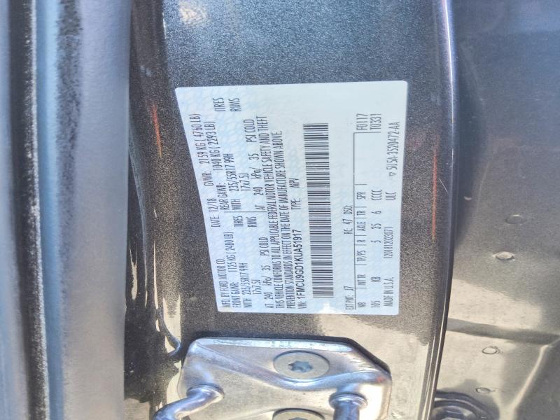 Aukcja sprzedaży 2019 Ford Escape, vin: 1FMCU9GD1KUA51917, numer aukcji: 85967055