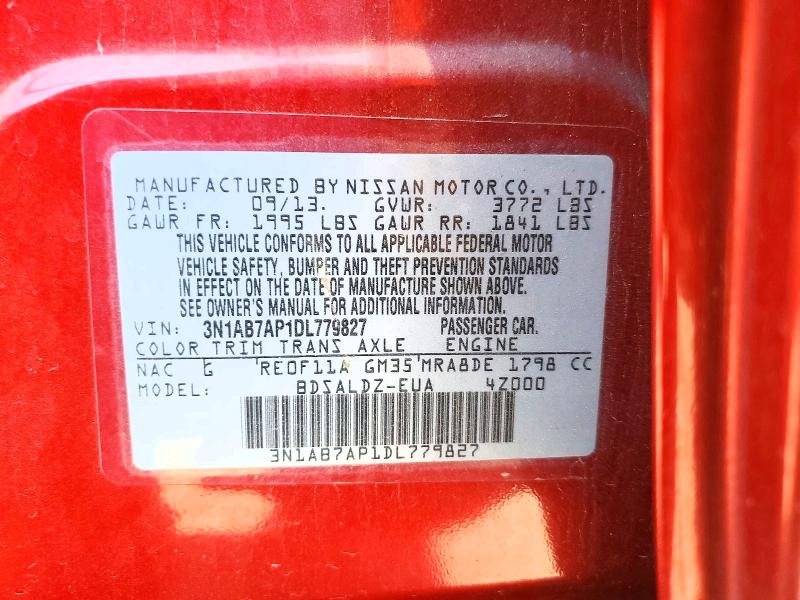 Aukcja sprzedaży 2013 Nissan Sentra, vin: 3N1AB7AP1DL779827, numer aukcji: 58269766
