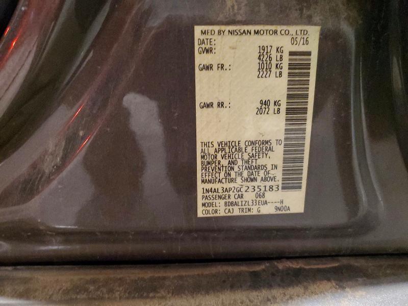 2016 Nissan Altima მანქანა იყიდება აუქციონზე, vin: 1N4AL3AP2GC235183, აუქციონის ნომერი: 57225786