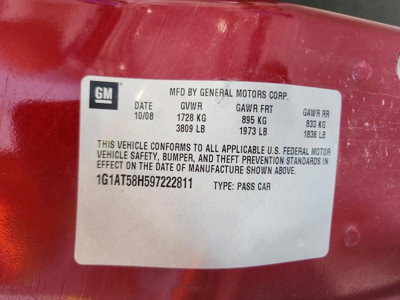 Auction sale of the 2009 Chevrolet Cobalt, vin: 1G1AT58H597222811, lot number: 59078476