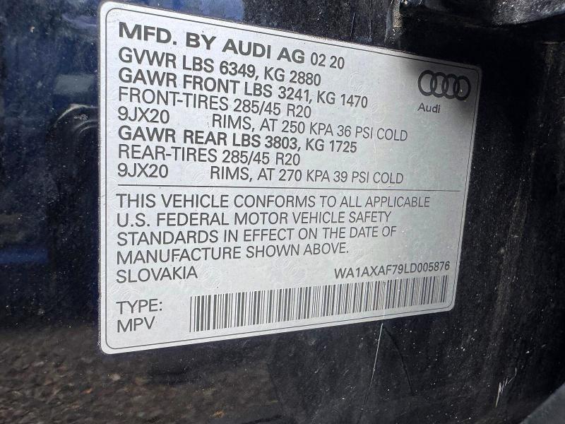 Продажа на аукционе авто 2020 Audi Q7, vin: WA1AXAF79LD005876, номер лота: 59238306