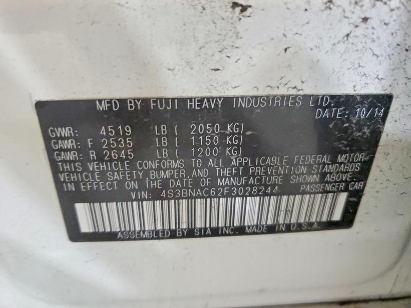 2015 Subaru Legacy მანქანა იყიდება აუქციონზე, vin: 4S3BNAC62F3028244, აუქციონის ნომერი: 57683376