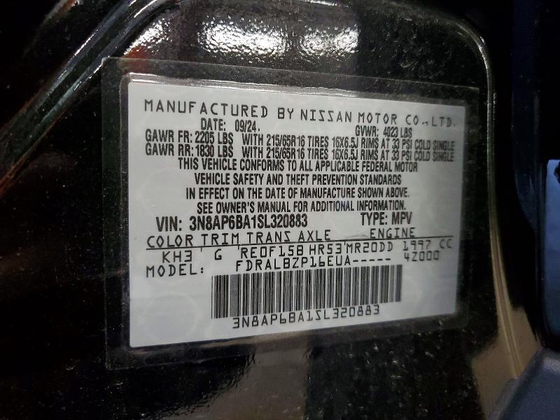 56827926 :رقم المزاد ، 3N8AP6BA1SL320883 vin ، 2025 Nissan Kicks مزاد بيع