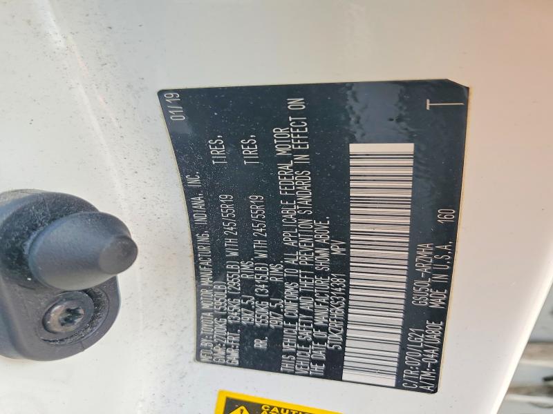 Aukcja sprzedaży 2019 Toyota Highlander, vin: 5TDKZRFH6KS314381, numer aukcji: 58677546