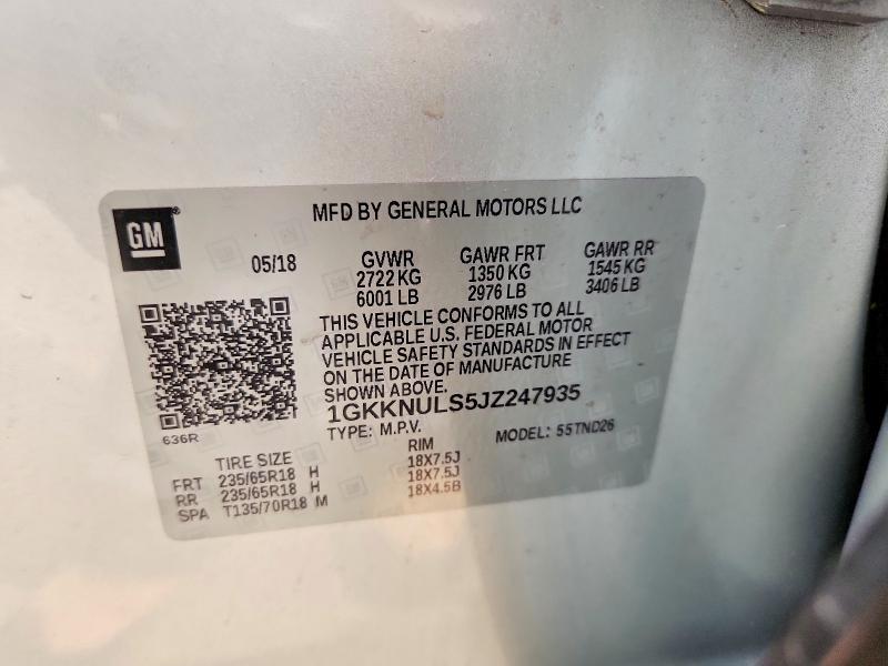 Aukcja sprzedaży 2018 Gmc Acadia, vin: 1GKKNULS5JZ247935, numer aukcji: 55114726