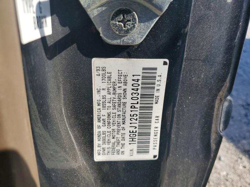 57365626 :رقم المزاد ، 1HGEJ1251PL034041 vin ، 1993 Honda Civic مزاد بيع