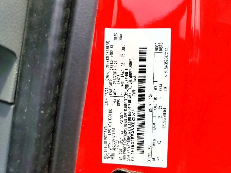 Продаж на аукціоні авто 2022 Ford F150, vin: 1FTEX1EBXNKE29577, номер лоту: 56614536
