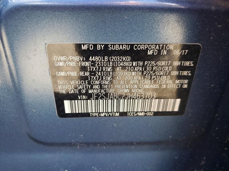 Aukcja sprzedaży 2018 Subaru Forester, vin: JF2SJABC2JH463703, numer aukcji: 56813416