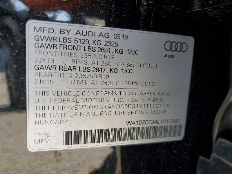 2020 Audi Q3 მანქანა იყიდება აუქციონზე, vin: WA1DECF34L1013980, აუქციონის ნომერი: 59007496
