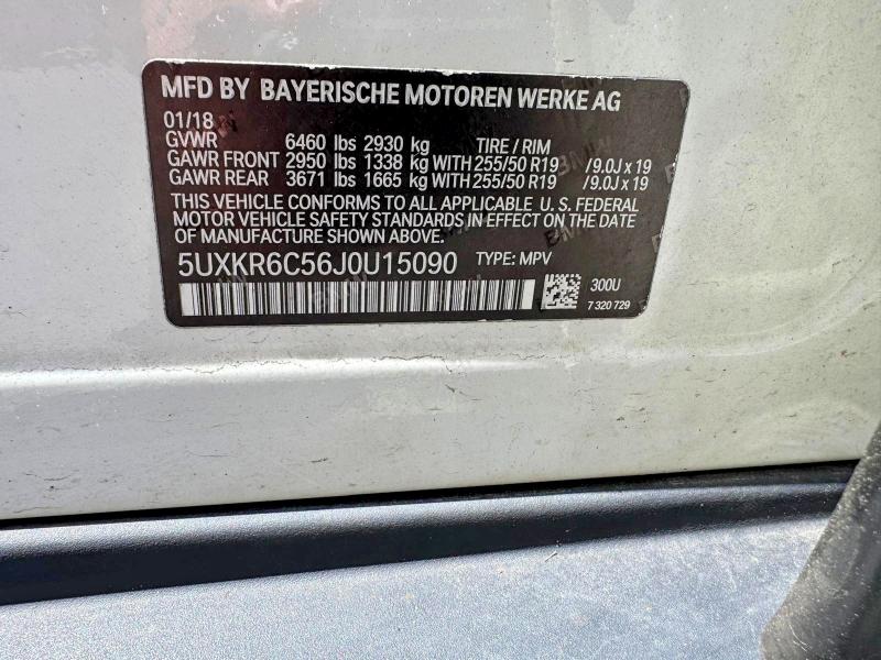 56607996 :رقم المزاد ، 5UXKR6C56J0U15090 vin ، 2018 Bmw X5 مزاد بيع